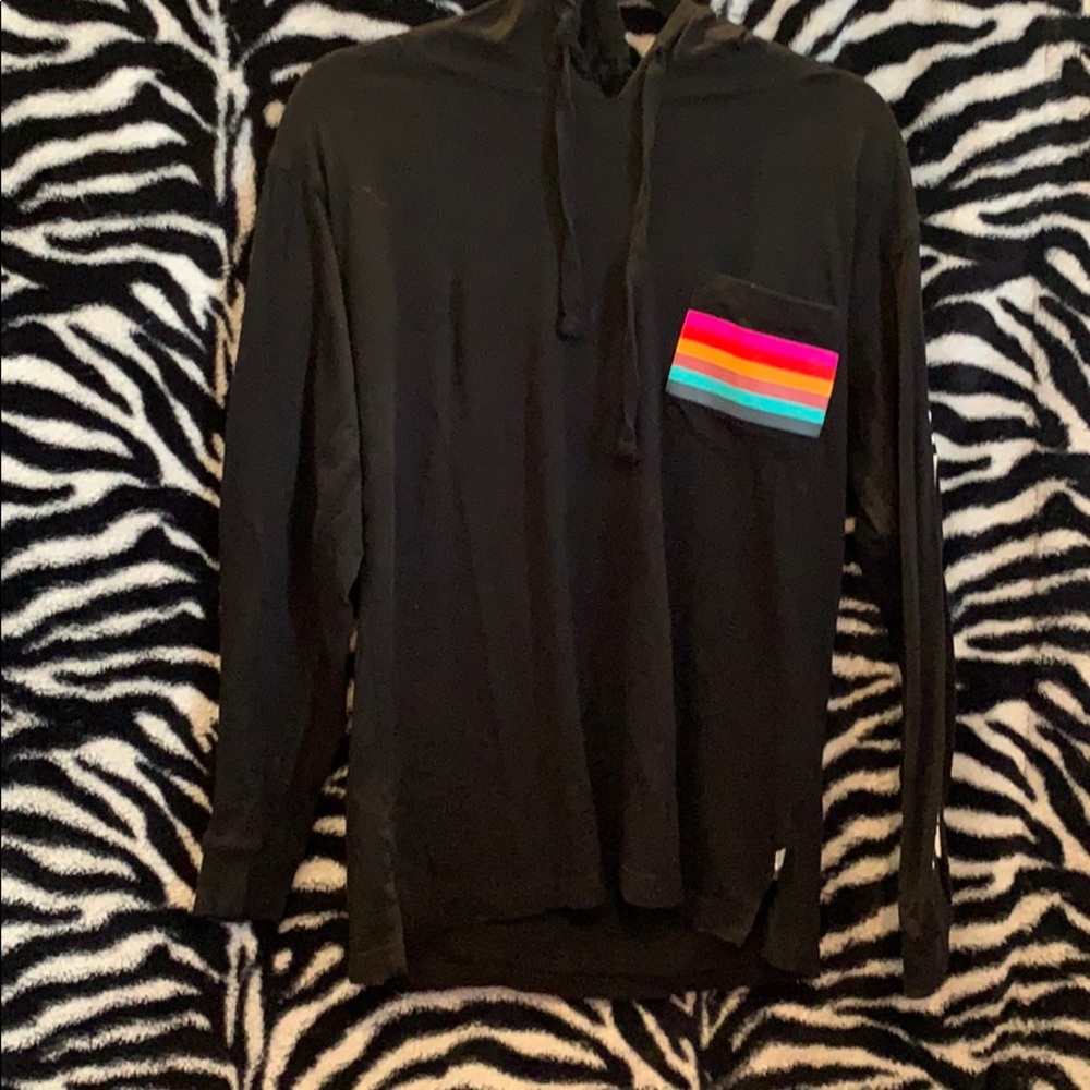 black Pink long sleeve hooded shirt